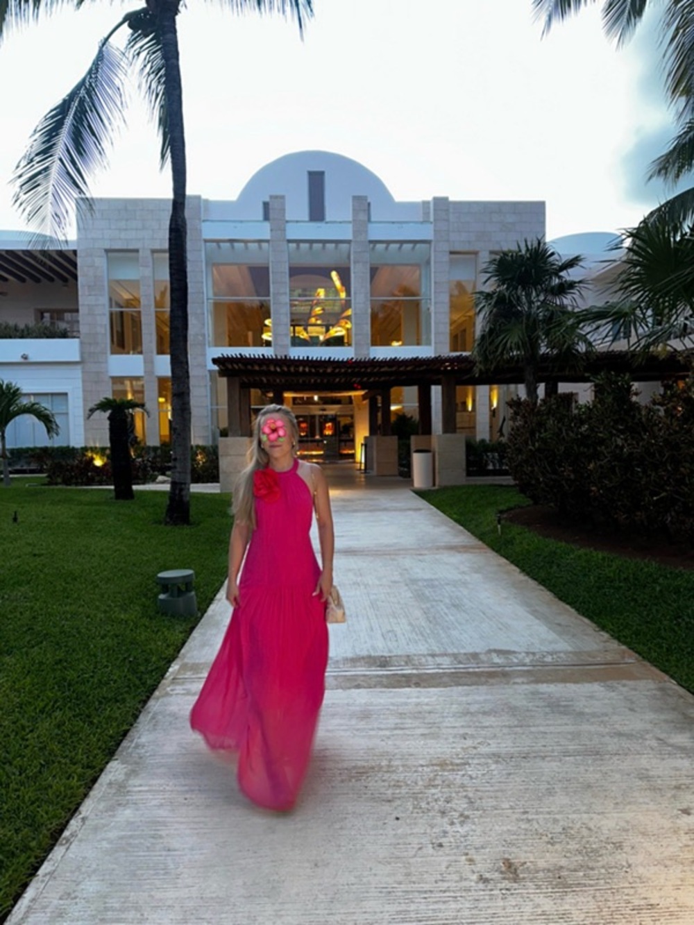 FARM Rio Hot Pink Halter Rosette Maxi Dress - Picture 6 of 14